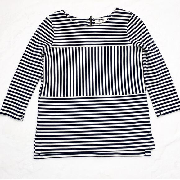MADEWELL Gallerist Ponte Navy & Ivory Stripe Top - Picture 3 of 10